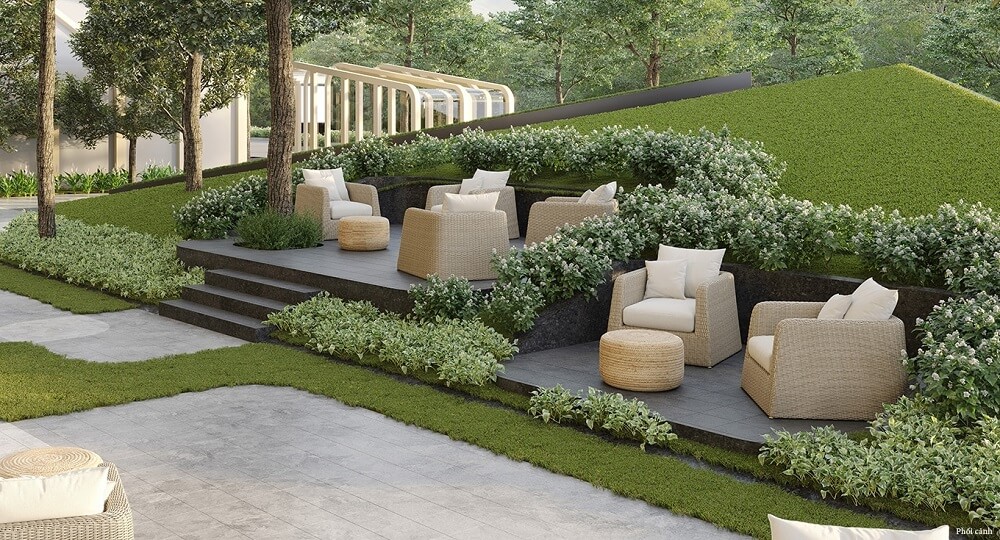 Khu vực làm việc và thư giãn ngoài trời dành riêng cho cư DÂN